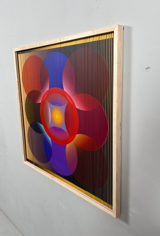 Image 1 of Lena László Voor Studio Exact, Lenticulair/3D-reliëf op aluminium plaat met laminering '27 verschillende cirkels', gelimiteerd