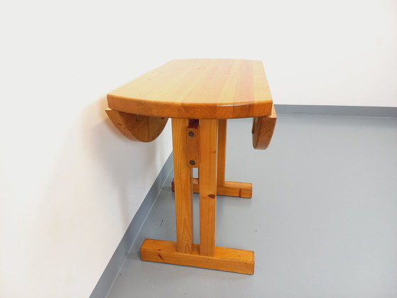 Image 1 of Charlotte Perriand Les Arcs Vintage Ronde Grenen Eettafel 60s 70s