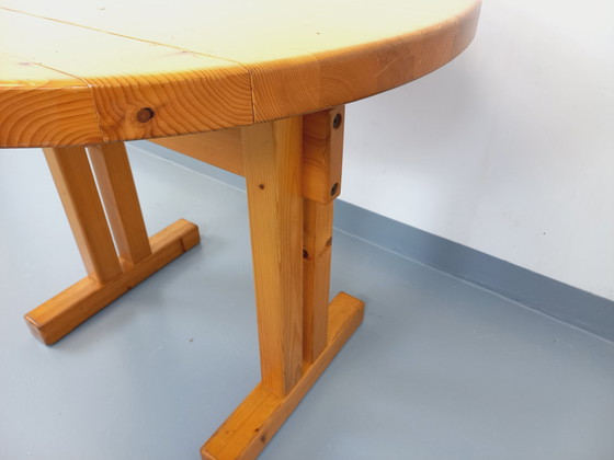 Image 1 of Charlotte Perriand Les Arcs Vintage Ronde Grenen Eettafel 60s 70s