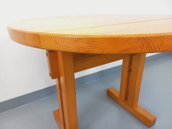 Image 1 of Charlotte Perriand Les Arcs Vintage Ronde Grenen Eettafel 60s 70s