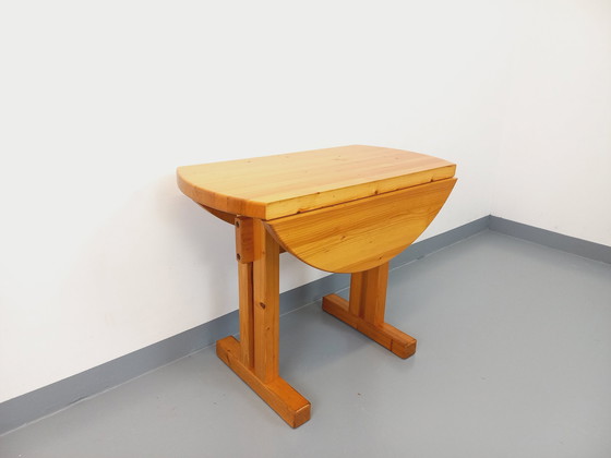 Image 1 of Charlotte Perriand Les Arcs Vintage Ronde Grenen Eettafel 60s 70s