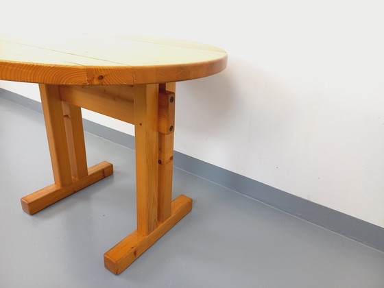 Image 1 of Charlotte Perriand Les Arcs Vintage Ronde Grenen Eettafel 60s 70s