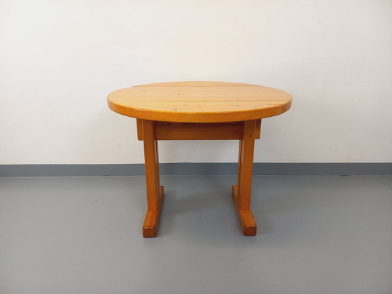 Image 1 of Charlotte Perriand Les Arcs Vintage Ronde Grenen Eettafel 60s 70s