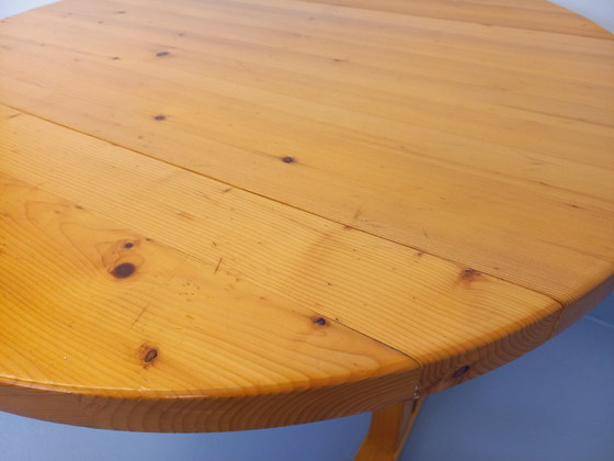 Image 1 of Charlotte Perriand Les Arcs Vintage Ronde Grenen Eettafel 60s 70s