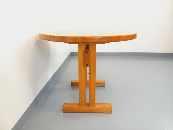 Image 1 of Charlotte Perriand Les Arcs Vintage Ronde Grenen Eettafel 60s 70s