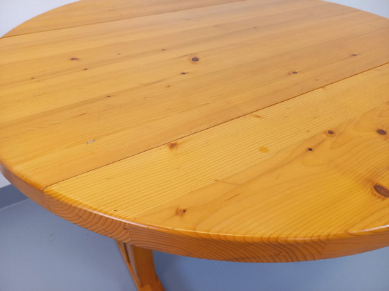 Image 1 of Charlotte Perriand Les Arcs Vintage Ronde Grenen Eettafel 60s 70s