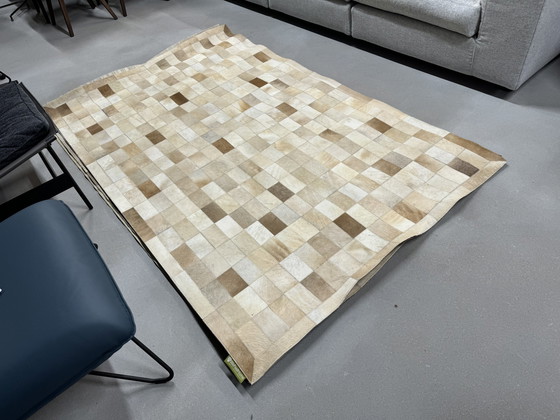 Image 1 of Patchwork Koeienkleed Tapijt Leer 152x242