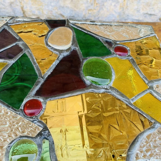 Image 1 of Vintage glas-in-lood lamp, geassembleerd in tin