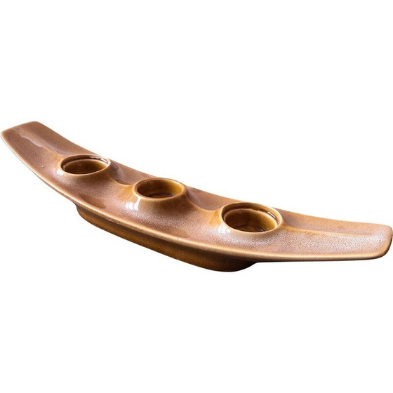 Image 1 of Vintage geglazuurde keramische kandelaar van Adam Sadulski voor Mirostowice Ceramic Factory, Polen 1970