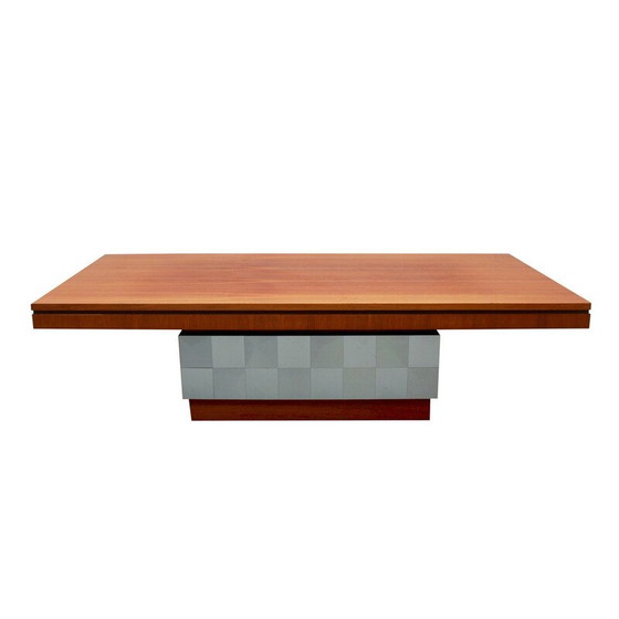 Image 1 of Vintage walnoot en metalen salontafel van Ilse Möbel, Duitsland 1970