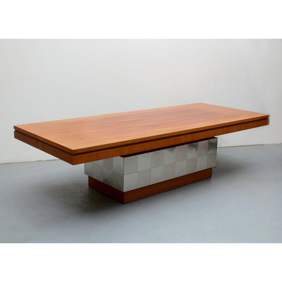 Image 1 of Vintage walnoot en metalen salontafel van Ilse Möbel, Duitsland 1970