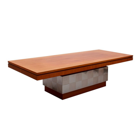 Image 1 of Vintage walnoot en metalen salontafel van Ilse Möbel, Duitsland 1970