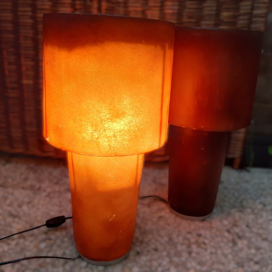 Image 1 of Paar Osini Fatlight Glasvezel Lampen Design Nicolai Carels, 90S