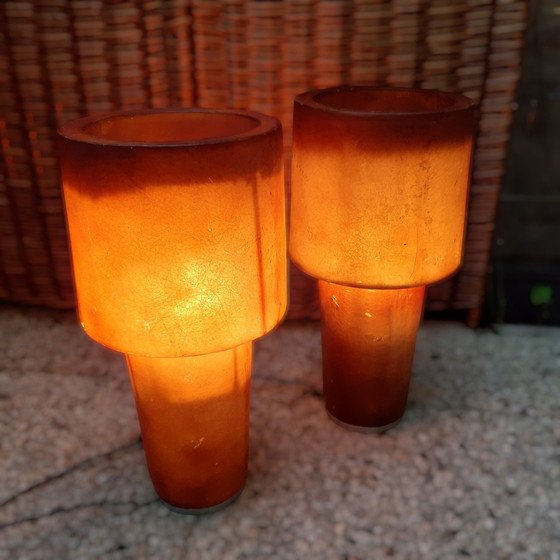 Image 1 of Paar Osini Fatlight Glasvezel Lampen Design Nicolai Carels, 90S