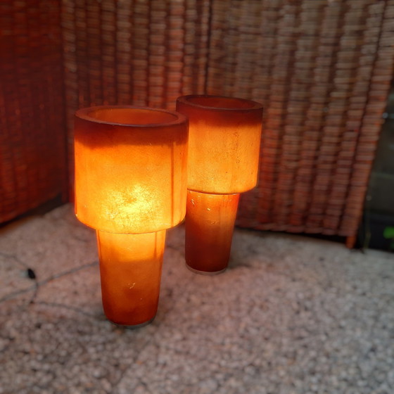 Image 1 of Paar Osini Fatlight Glasvezel Lampen Design Nicolai Carels, 90S