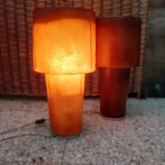 Image 1 of Paar Osini Fatlight Glasvezel Lampen Design Nicolai Carels, 90S