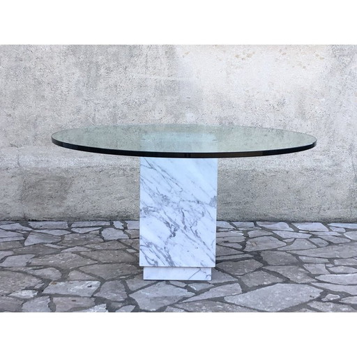 Grote vintage tafel in Carrara marmer 1970