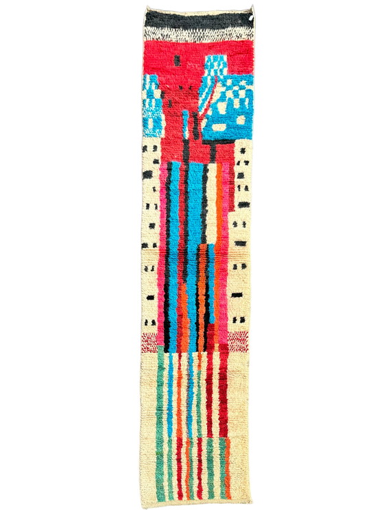 Image 1 of Modern Abstract Marokkaans Berber Runner-tapijt