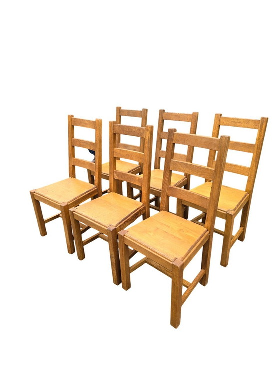 Image 1 of Set van 6 massief houten stoelen