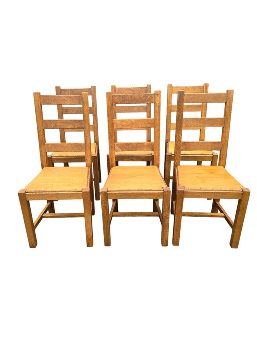 Set van 6 massief houten stoelen