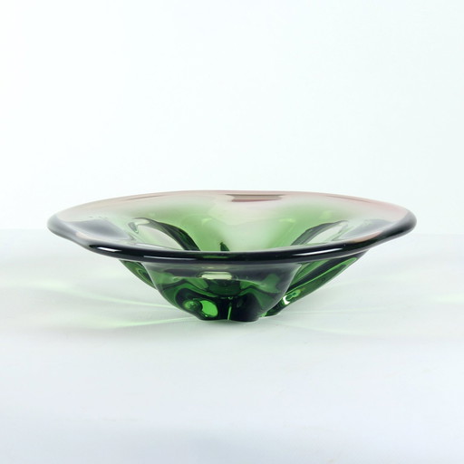 Vintage kunst glazen kom door Frantisel Zemek voor Mstisov glasfabriek, Tsjecho-Slowakije 1960S