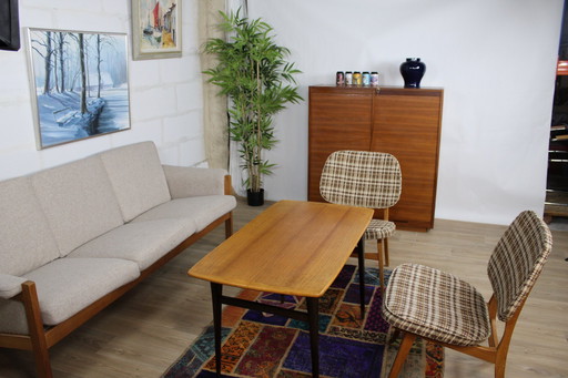 Vintage donker en licht houten salontafel 1960 Zweden