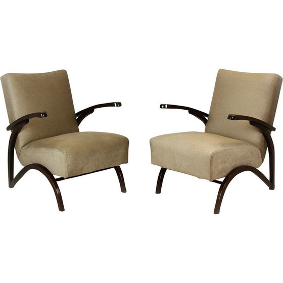 Image 1 of Paar vintage fauteuils van Jindřich Halabala voor Up Zavody en Setona, Tsjecho-Slowakije 1940