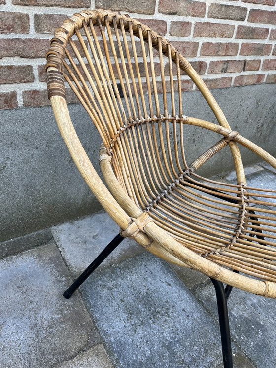 Image 1 of Vintage Rohe Noordwolde rotan kuipstoel