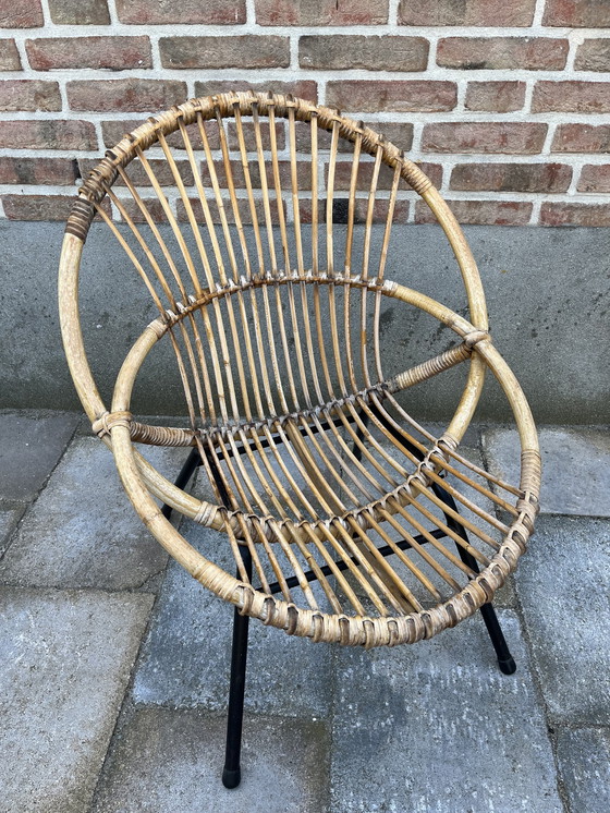 Image 1 of Vintage Rohe Noordwolde rotan kuipstoel