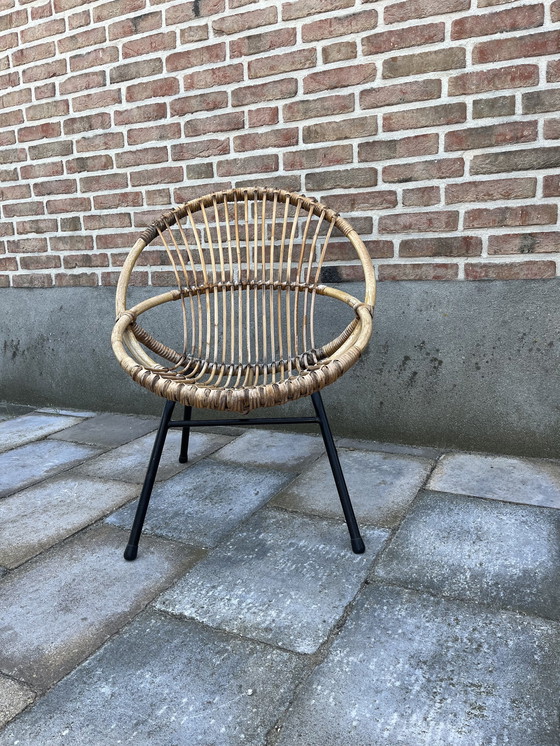 Image 1 of Vintage Rohe Noordwolde rotan kuipstoel