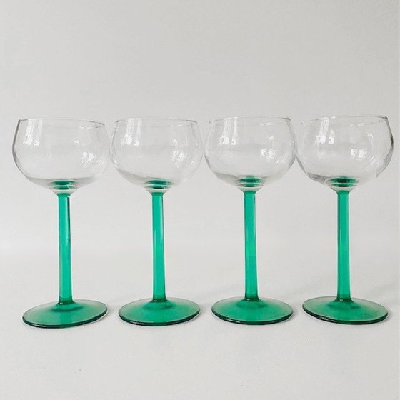 Image 1 of Vintage Luminarc France wijnglazen turquoise set