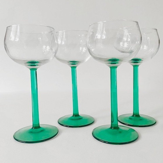 Image 1 of Vintage Luminarc France wijnglazen turquoise set