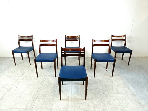 6x Mid century Deense eetkamerstoelen