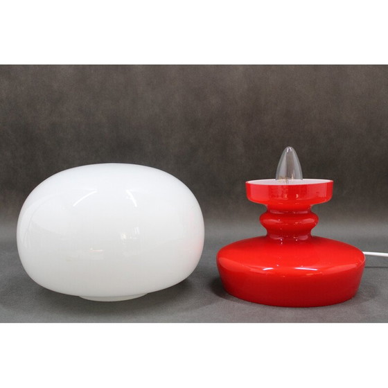 Image 1 of Vintage rood glazen tafellamp van Stepan Tabery, Tsjecho-Slowakije 1970
