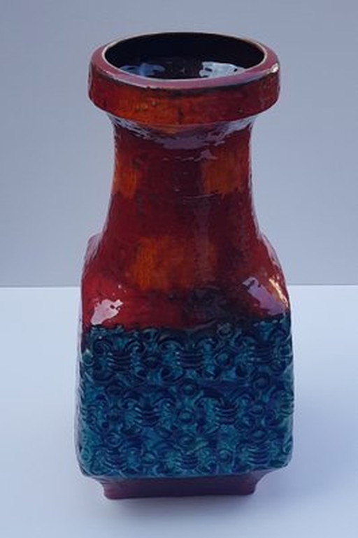 Rood-blauwe lavavaas uit Bay, 1960S