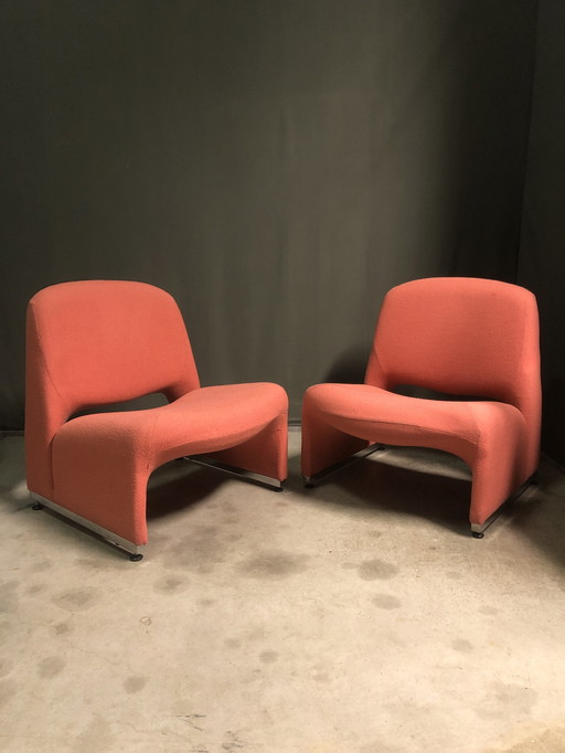 2x Vintage lounge stoelen