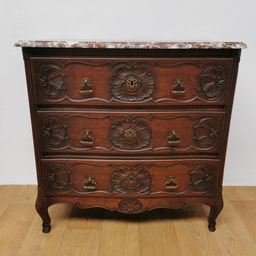 Vintage Antiek Dressoir Commode, Ladekast Badkamermeubel  Met Marmer Blad