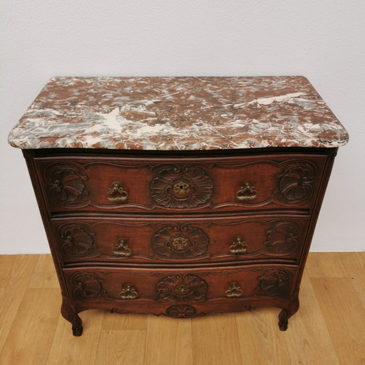 Vintage Antiek Dressoir Commode, Ladekast Badkamermeubel  Met Marmer Blad