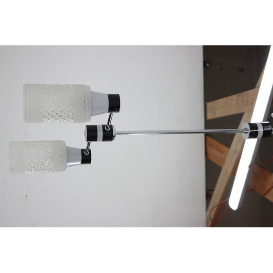 Image 1 of Mid Century kroonluchter van metaal en glas door Napako, Tsjecho-Slowakije 1970