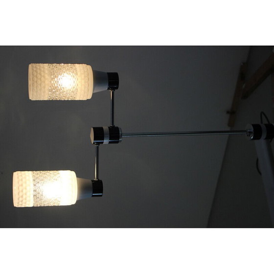 Image 1 of Mid Century kroonluchter van metaal en glas door Napako, Tsjecho-Slowakije 1970