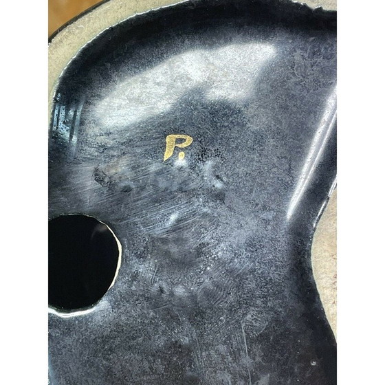 Image 1 of Vintage zwart aardewerk poedel, 1950-1960