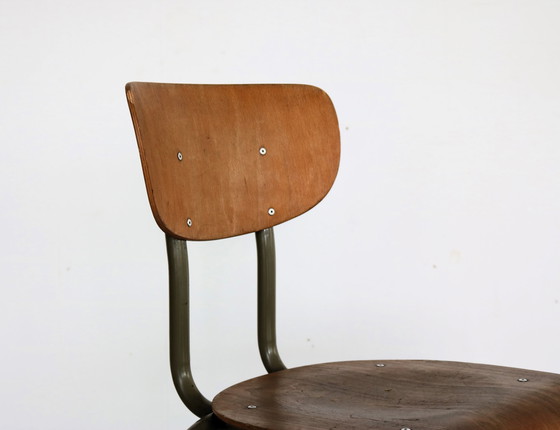 Image 1 of 8X Vintage Industriële Tubax Stoelen