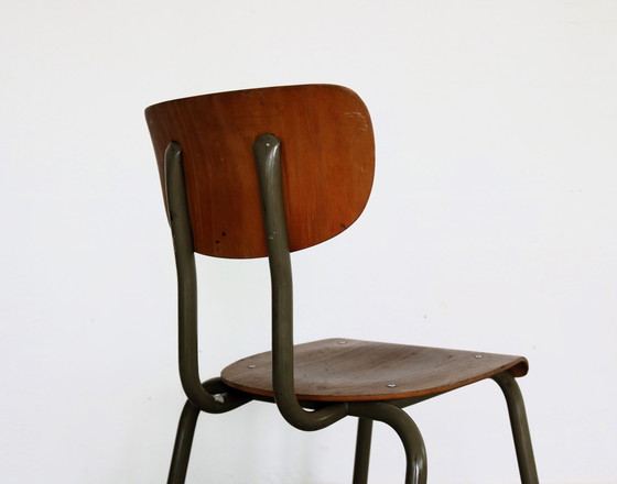 Image 1 of 8X Vintage Industriële Tubax Stoelen