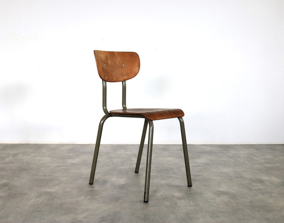 Image 1 of 8X Vintage Industriële Tubax Stoelen