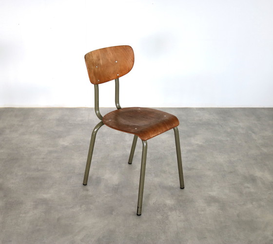 Image 1 of 8X Vintage Industriële Tubax Stoelen