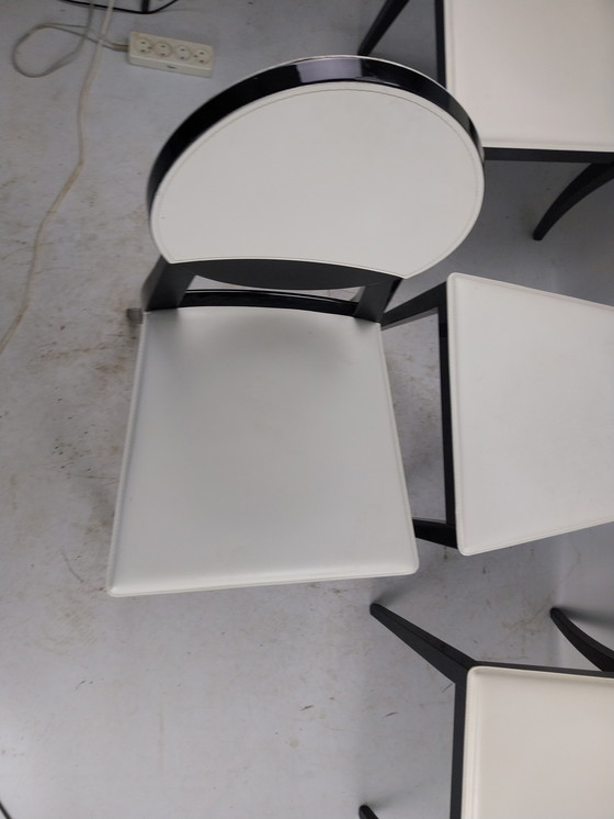 Image 1 of 4 x Calligaris zwart met wit leer. Eetkamerstoelen 2008 