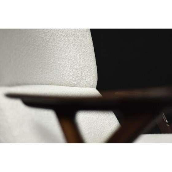 Image 1 of Vintage fauteuil in teak en witte Boucle stof, Noorwegen 1960