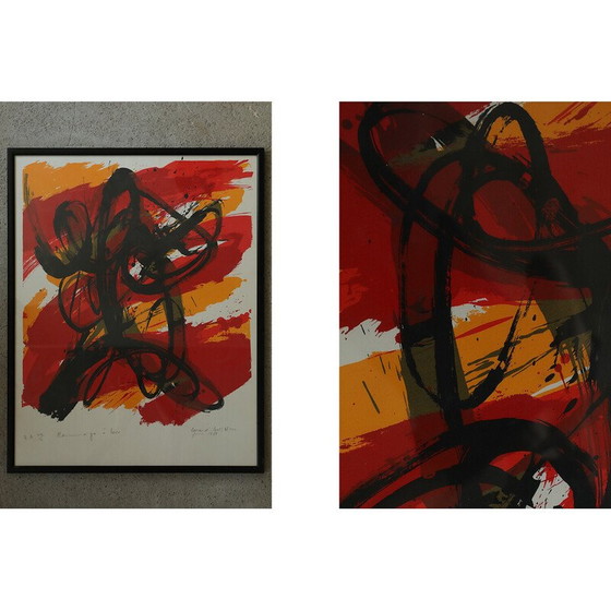 Image 1 of Vintage schilderij van Gérard Gosselin, hommage aan Lorca, 1986