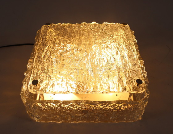 Image 1 of Mid Century plafondlamp/wandlamp van ijsglas Kaiser Leichten, Duitsland, jaren 1960