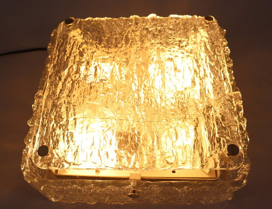 Image 1 of Mid Century plafondlamp/wandlamp van ijsglas Kaiser Leichten, Duitsland, jaren 1960